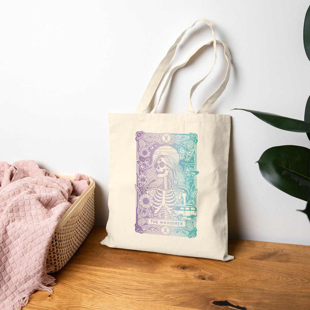 "The Wanderer" Tarot Skeleton Canvas Tote Bag