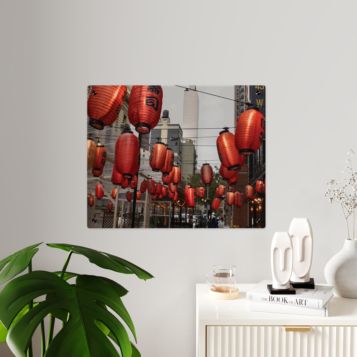 Urban Streetscape Wall Art - Red Lanterns Photo Acrylic Panel