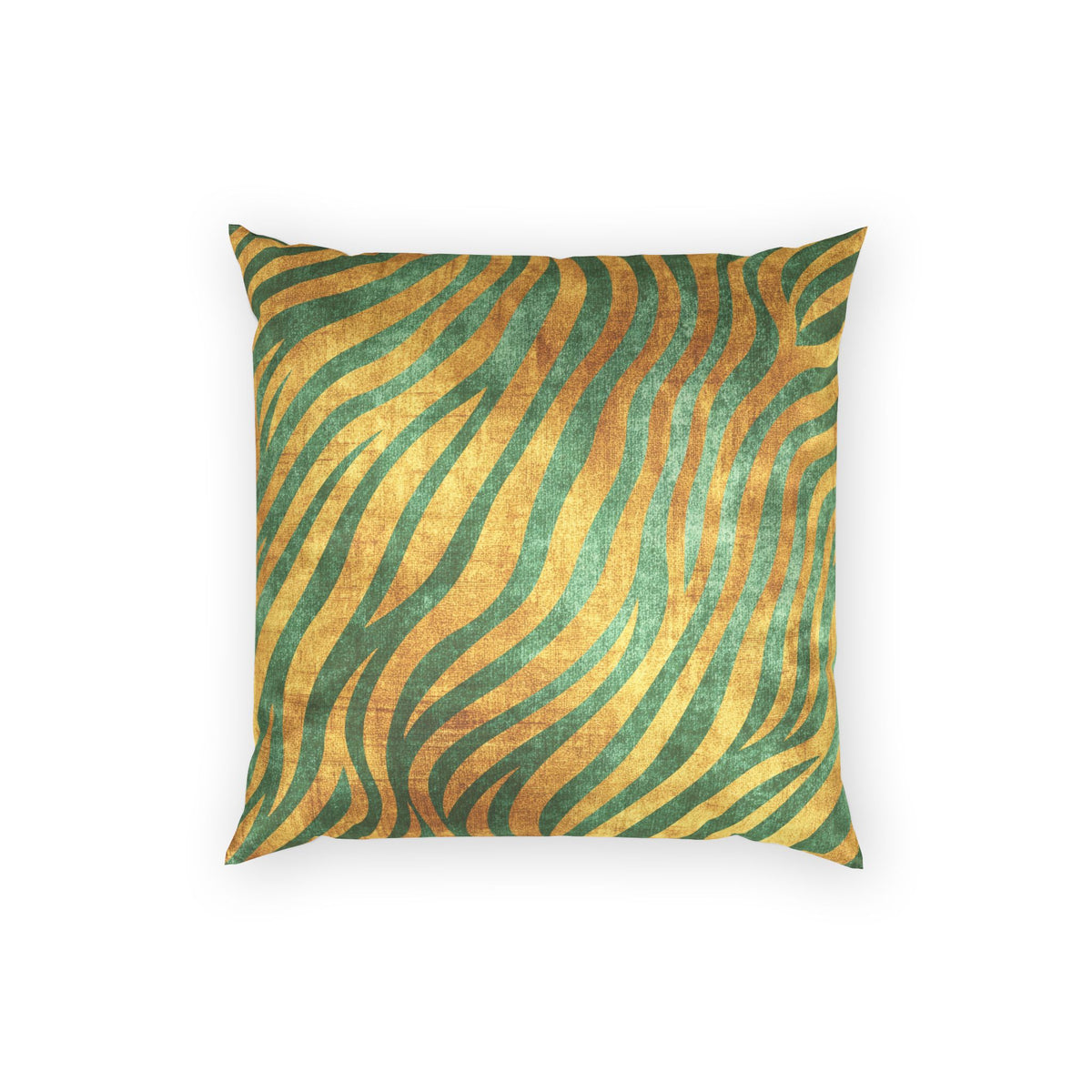 Lush Velvet Animal Print Pillow - Green and Gold Zebra Stripe Throw Pillow