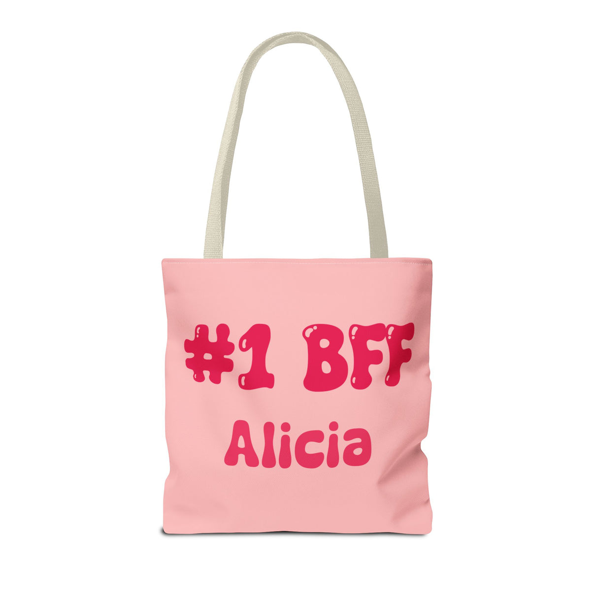 Personalizable Bestie Tote Bag - Strawberry Milk Pink Hearted Tote