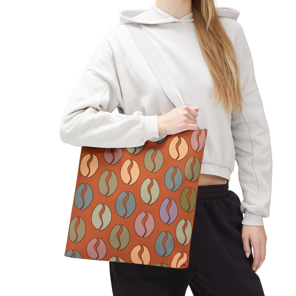 Coffee Lover's Tote - Colorful Coffee Bean Bag in Orange
