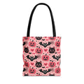 Cute Halloween Trick or Treat Tote Bag  - Pink Pumpkins, Black Cats and Bats Candy Carryall