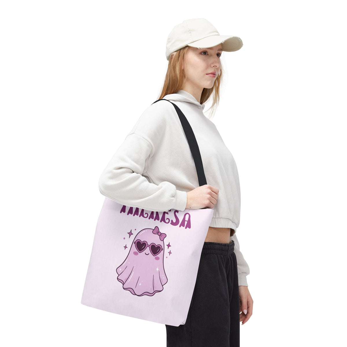 Personalized Purple Trick-or-Treat Tote - Cool Ghost 'So Cute It's Spooky' Halloween Bag