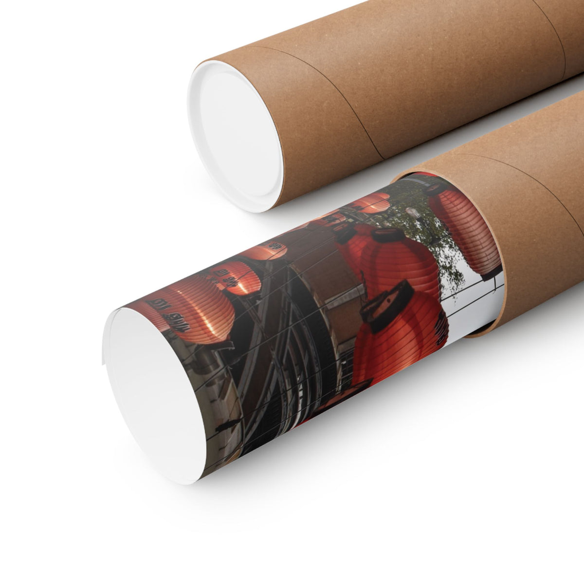Urban Streetscape Photo Art- Red Lanterns Matte Poster