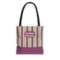 Personalizable Striped Tote Bag - Colorful Green and Purple Stripe Carryall