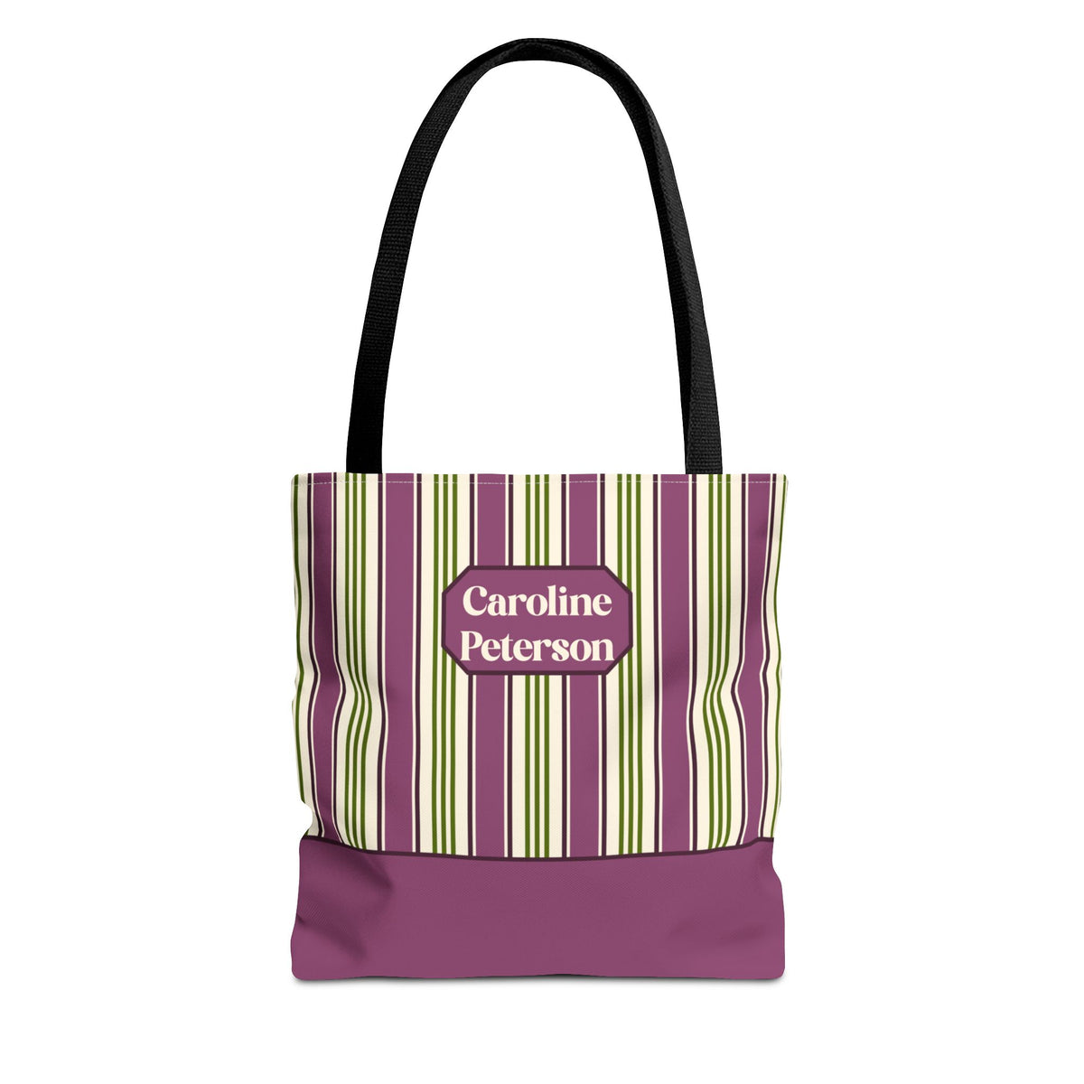 Personalizable Striped Tote Bag - Colorful Green and Purple Stripe Carryall