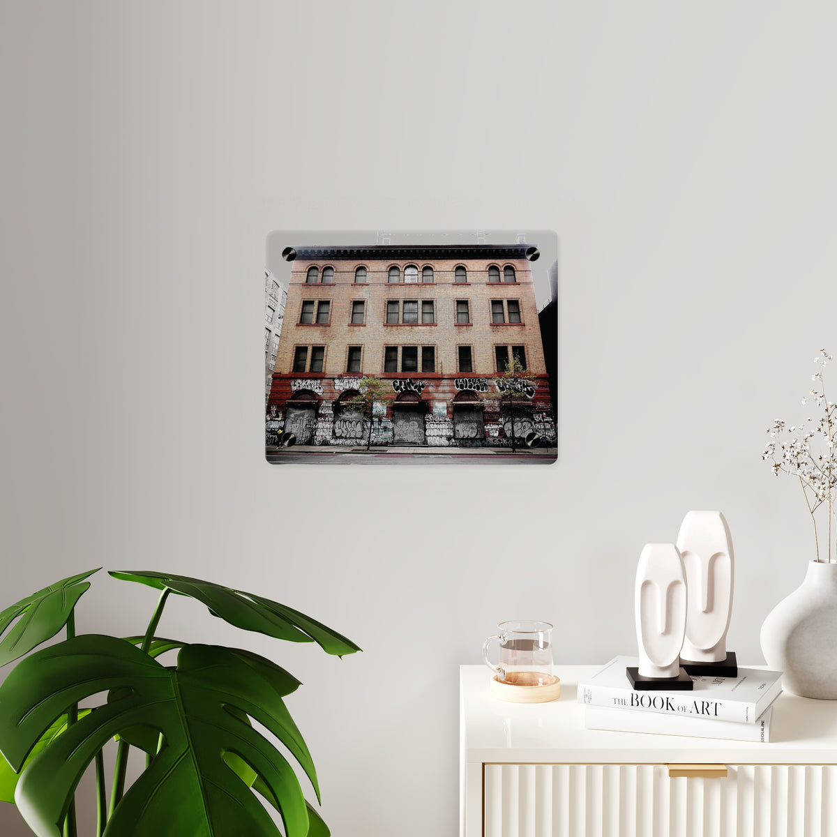 Urban Graffiti Photo Wall Art- Street Level Tagged Building  Acrylic Wall Art Panel
