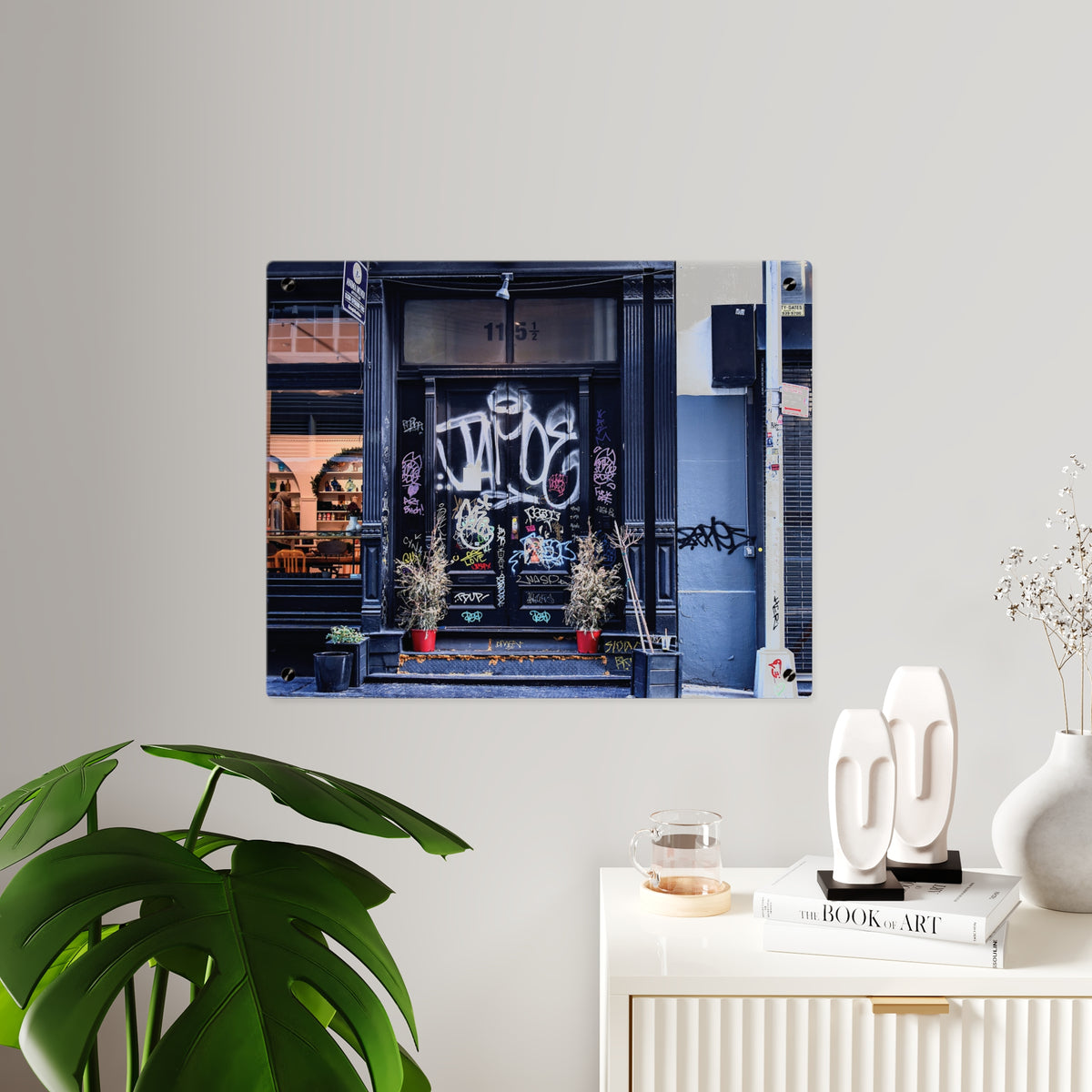 Urban Landscape Acrylic Art - Graffiti Doorways  Wall Art Panel