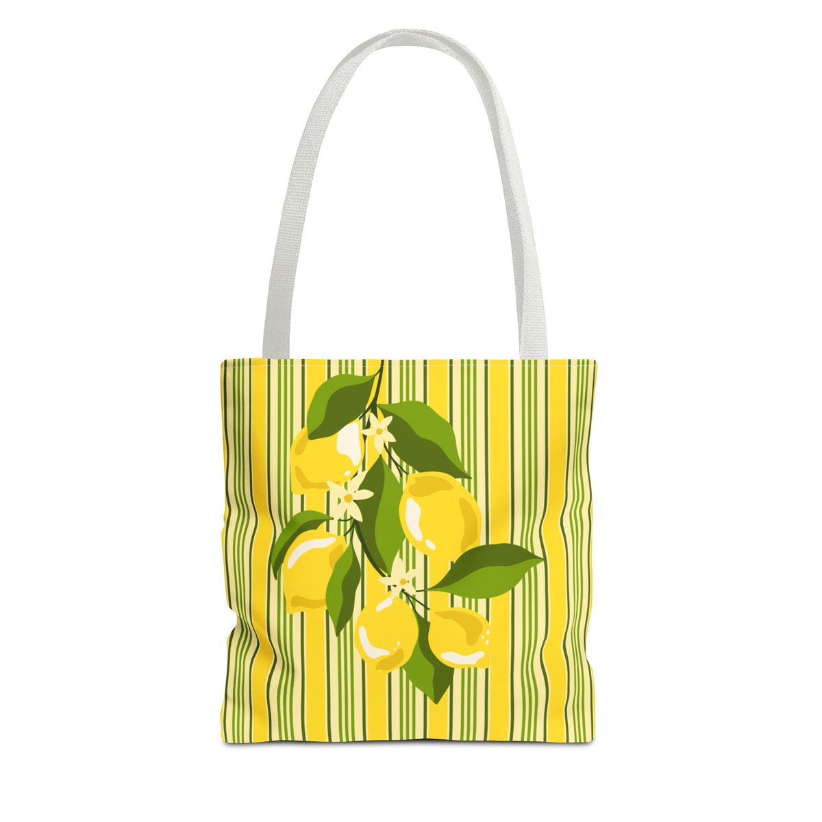 Lemon Stripe Tote Bag - Bright Citrus Summer Market Bag