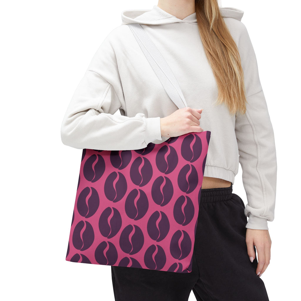 Coffee Lover's Tote - Grape on Pink Coffee Vibes Tote Bag