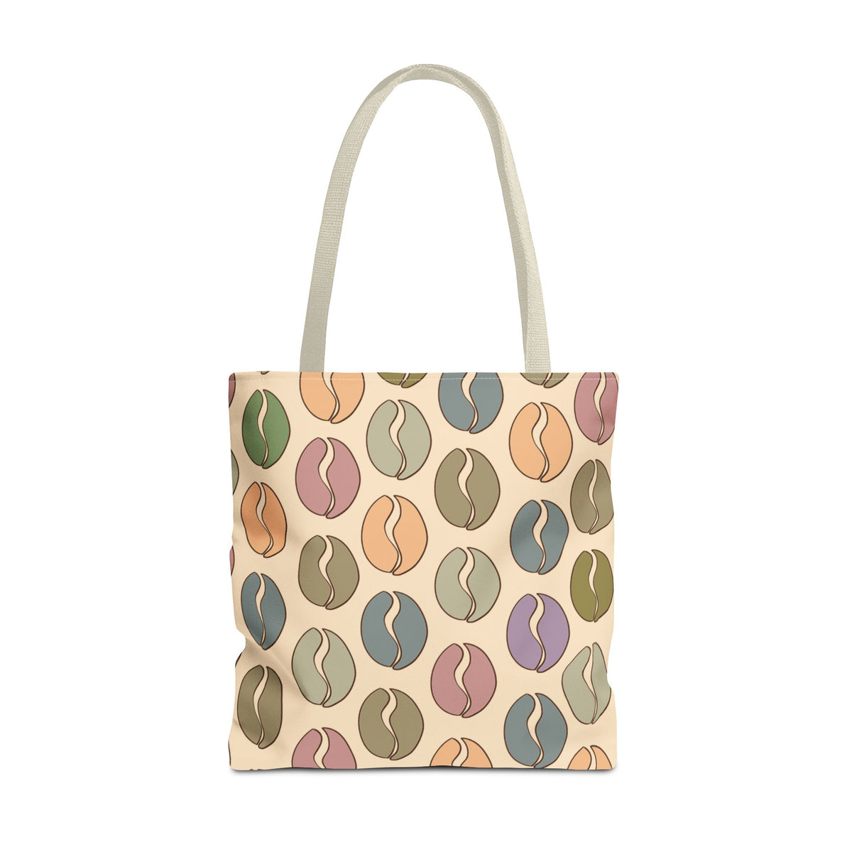 Colorful Coffee Tote Bag - Coffee Lover's Bean Bag in Cream