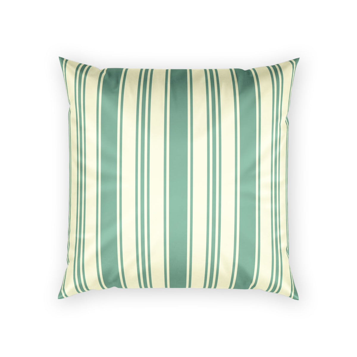 Striped Velvet Pillow - Elegant Mint and Cream Ticking Stripe Throw Pillow