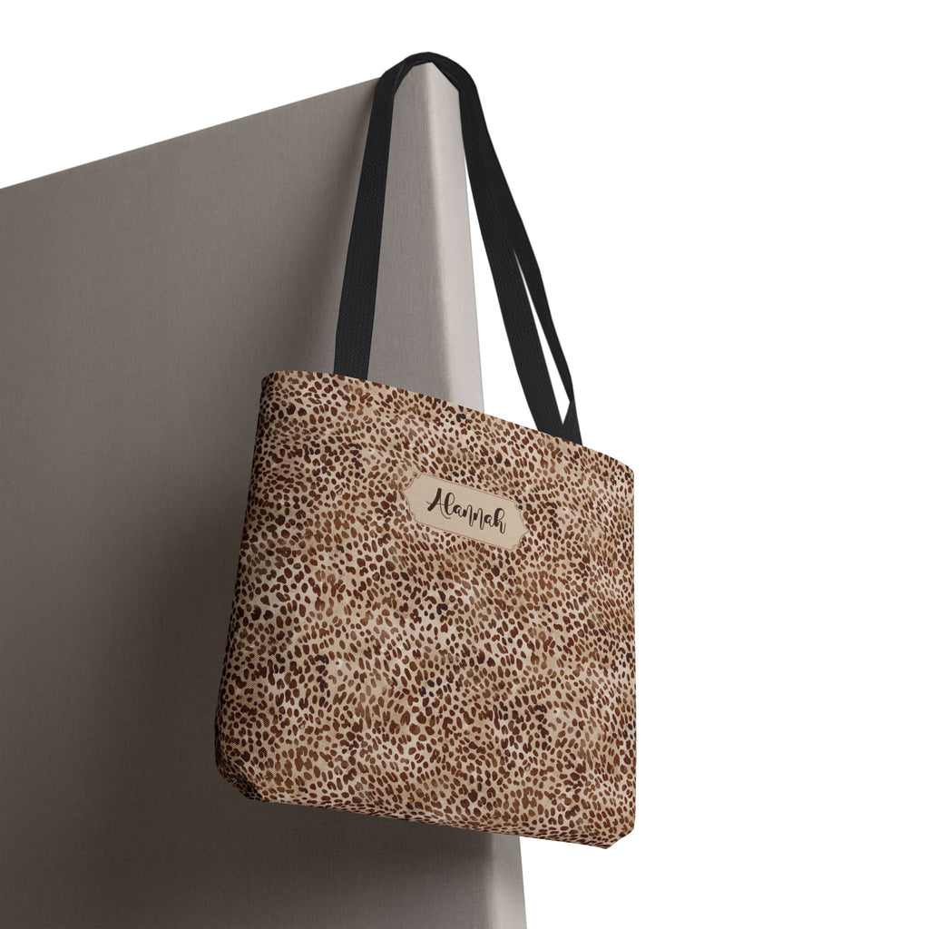 Personalizable Animal Print Tote - Beige Leopard Carryall
