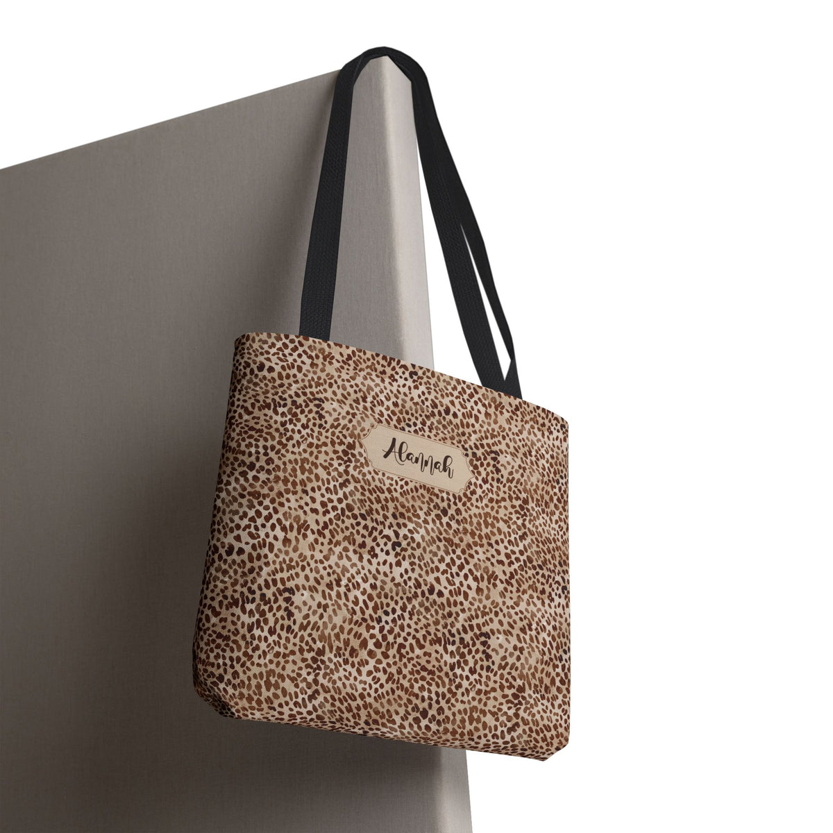 Personalizable Animal Print Tote - Beige Leopard Carryall