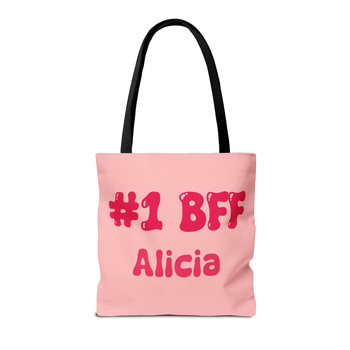 Personalizable Bestie Tote Bag - Strawberry Milk Pink Hearted Tote