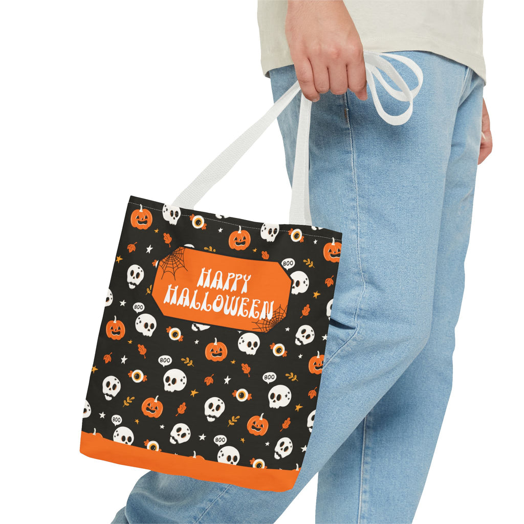 Halloween Pumpkin and Skulls Personalizable Trick-or-Treat Candy Bag