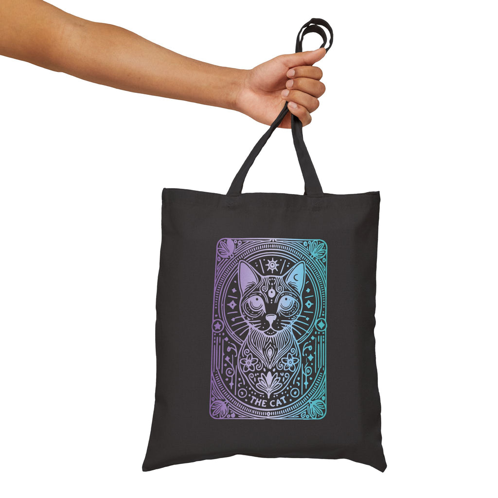 Cat Tarot Tote Bag - Pastel Mystic Cat Canvas Tote