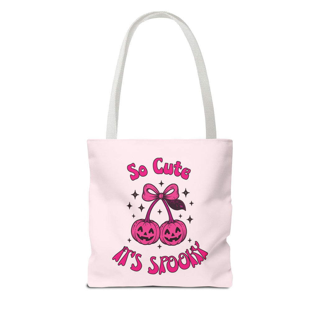 Personalized Halloween Tote - Pink Pumpkin Cherries "So Cute It's Spooky" Trick or Treat Bag
