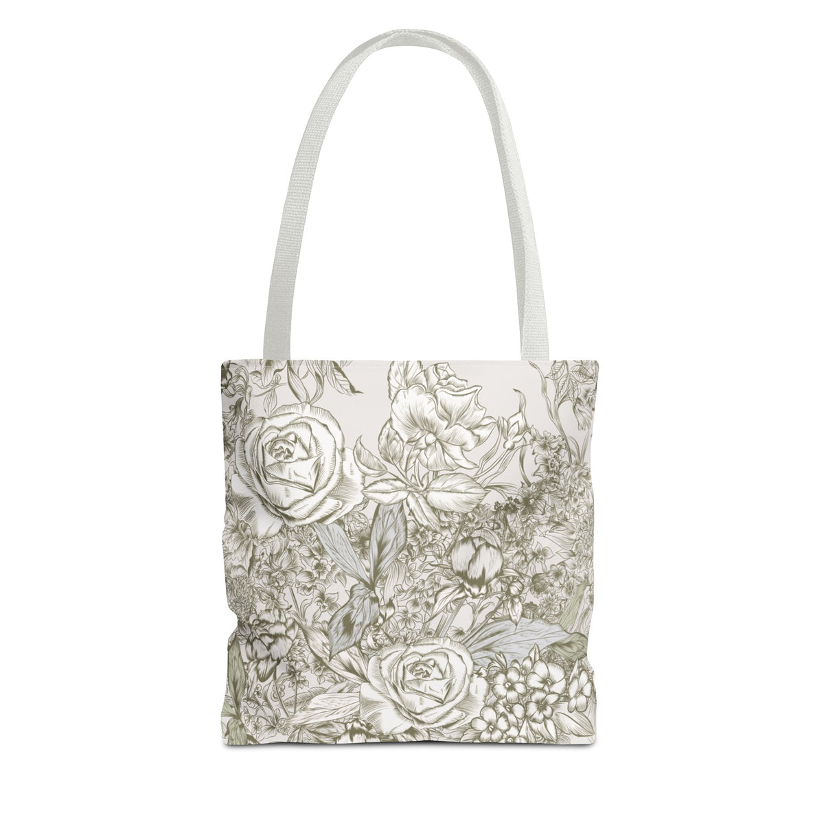 Rose Sketch Tote Bag — Grey Floral Carryall