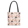 Spooky Cottage Pattern Tote -Haunted Village Ghosts and Houses Bag