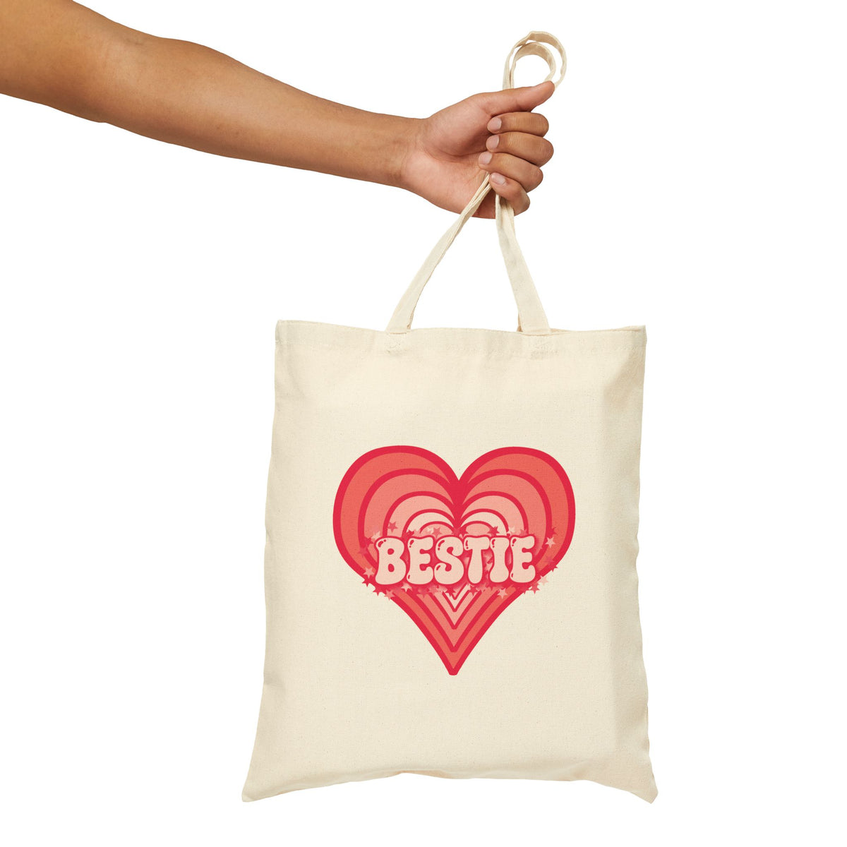 Best Friend Tote Bag - Personalizable Strawberry Milk Pink Bestie Canvas Tote