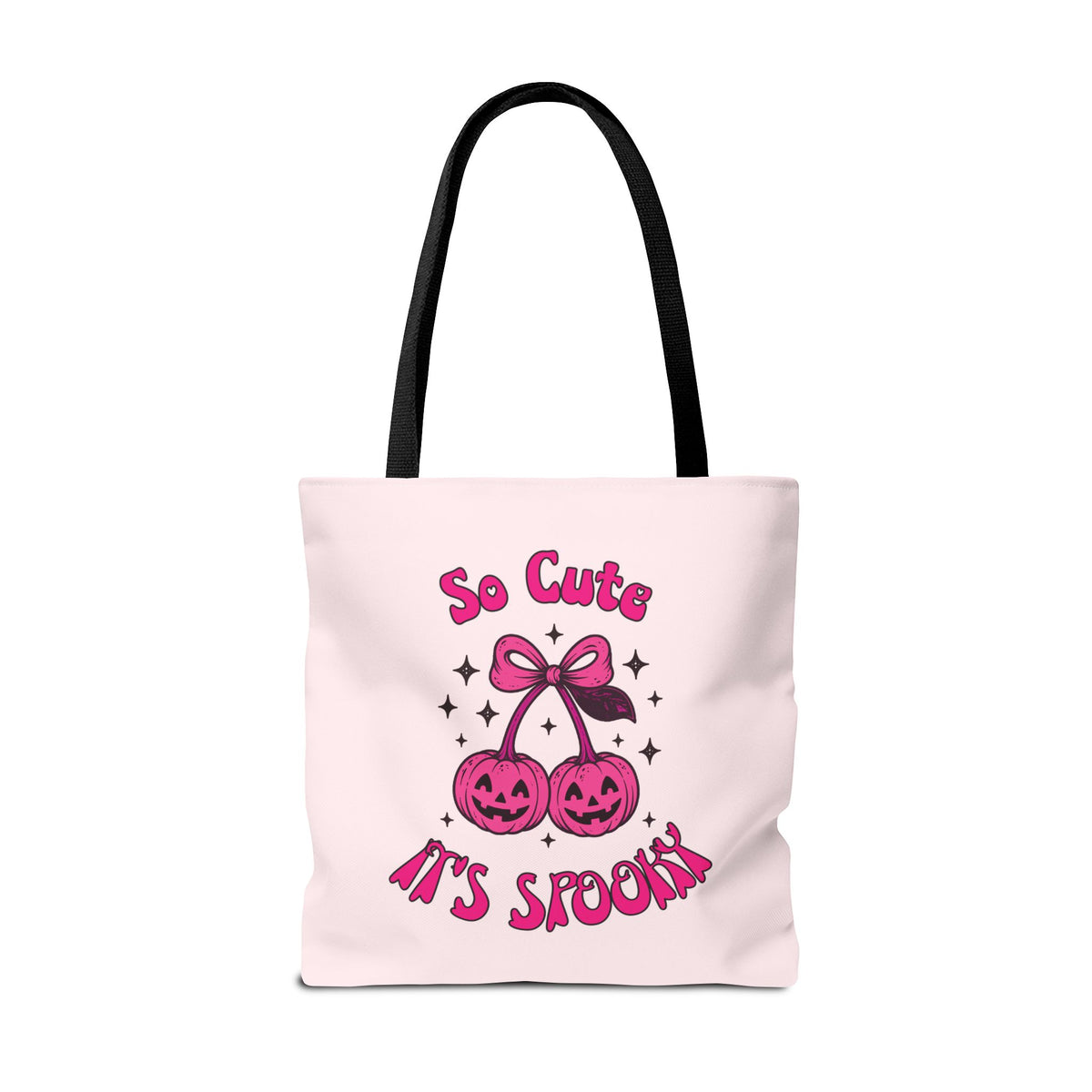 Personalized Halloween Tote - Pink Pumpkin Cherries "So Cute It's Spooky" Trick or Treat Bag