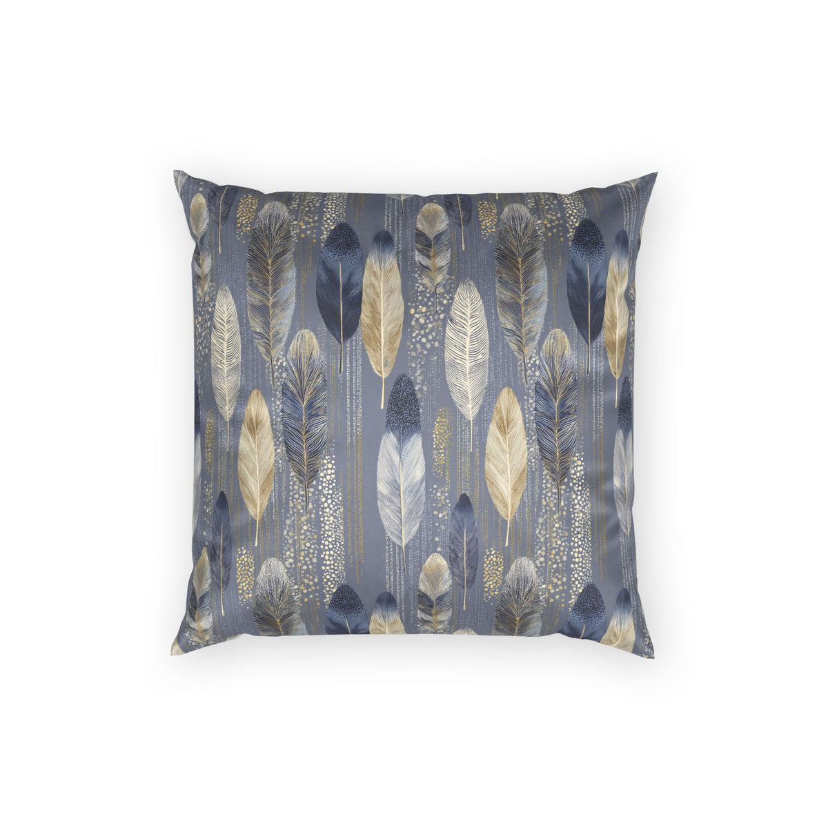 Glam Velvet Pillow - Navy and Gold Feather Decorative Pillow