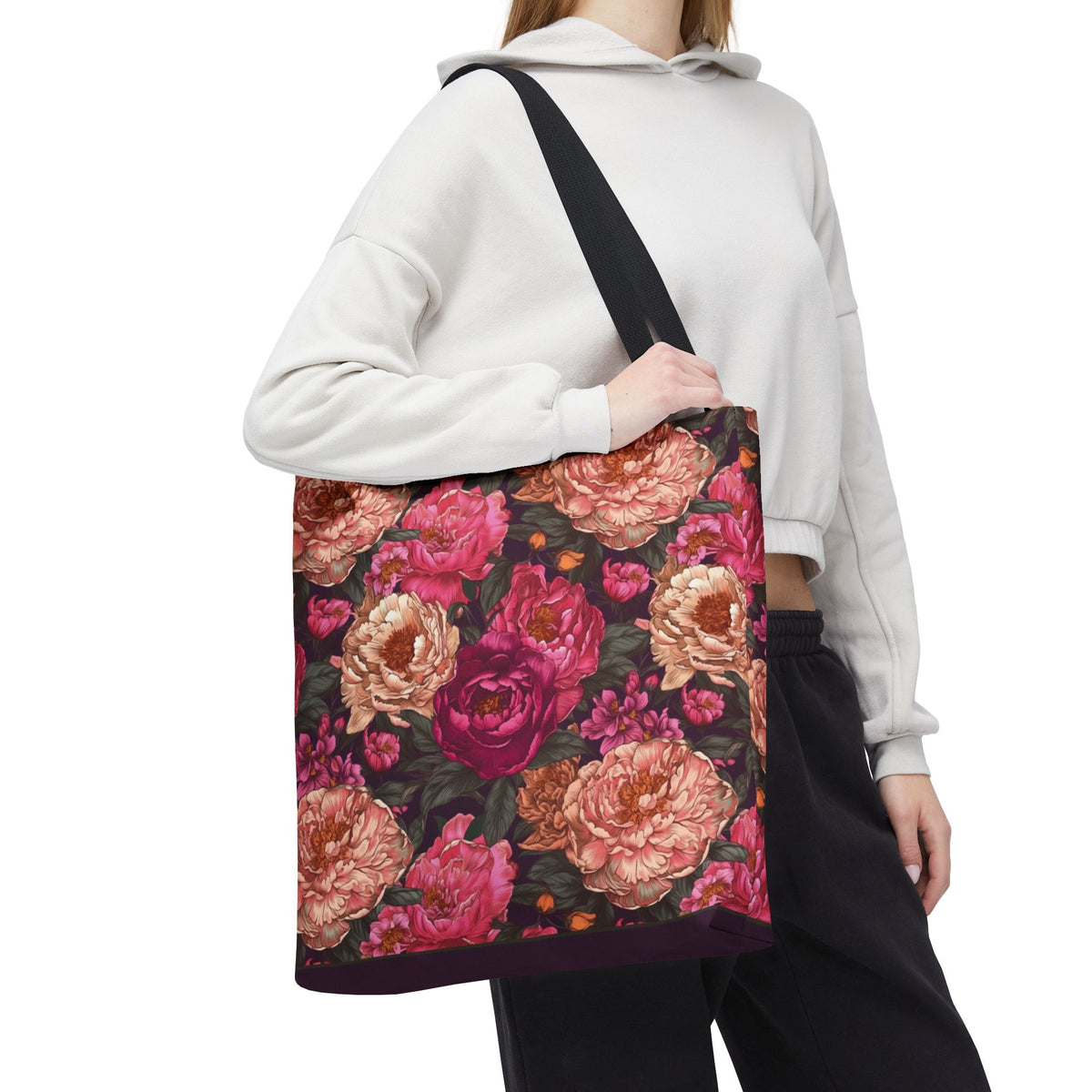 Pink Peony Tote Bag – Vintage Floral Garden Carryall