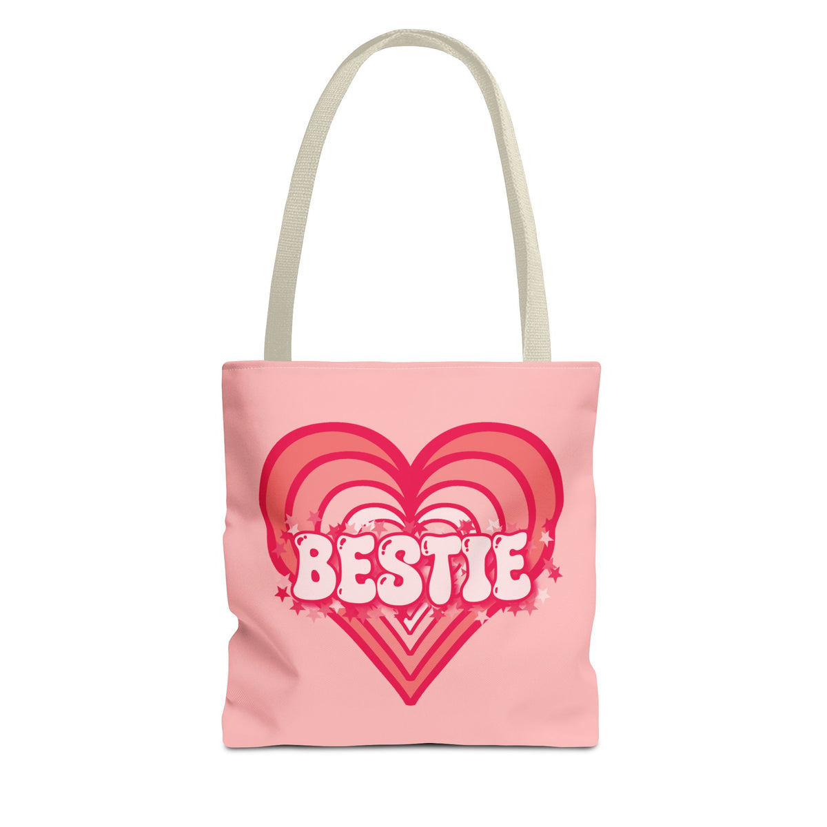 Personalizable Bestie Tote Bag - Strawberry Milk Pink Hearted Tote