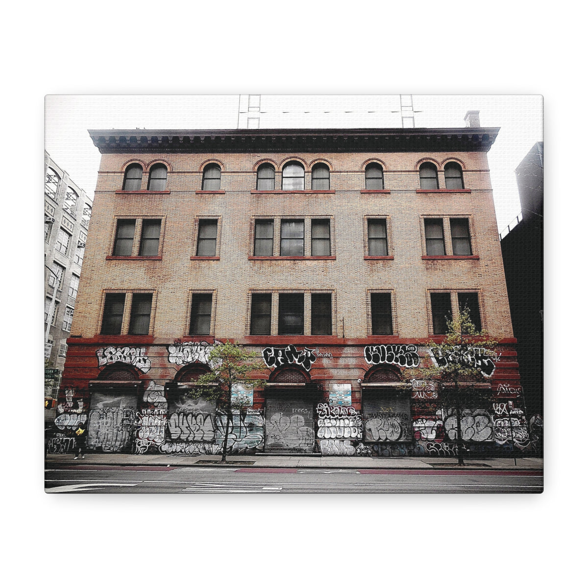 Urban Graffiti Photo Gallery Wrap - Street Level Tagged Building Canvas Wrap