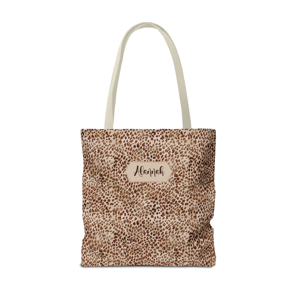 Personalizable Animal Print Tote - Beige Leopard Carryall