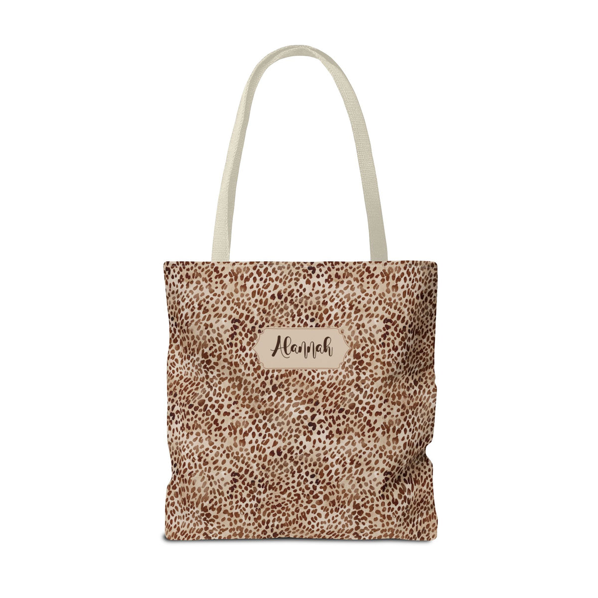 Personalizable Animal Print Tote - Beige Leopard Carryall