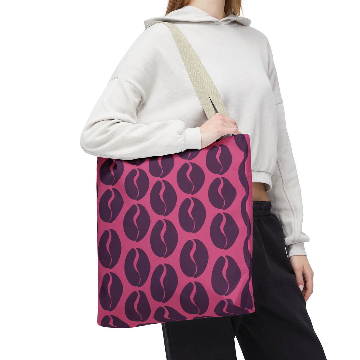 Coffee Lover's Tote - Grape on Pink Coffee Vibes Tote Bag