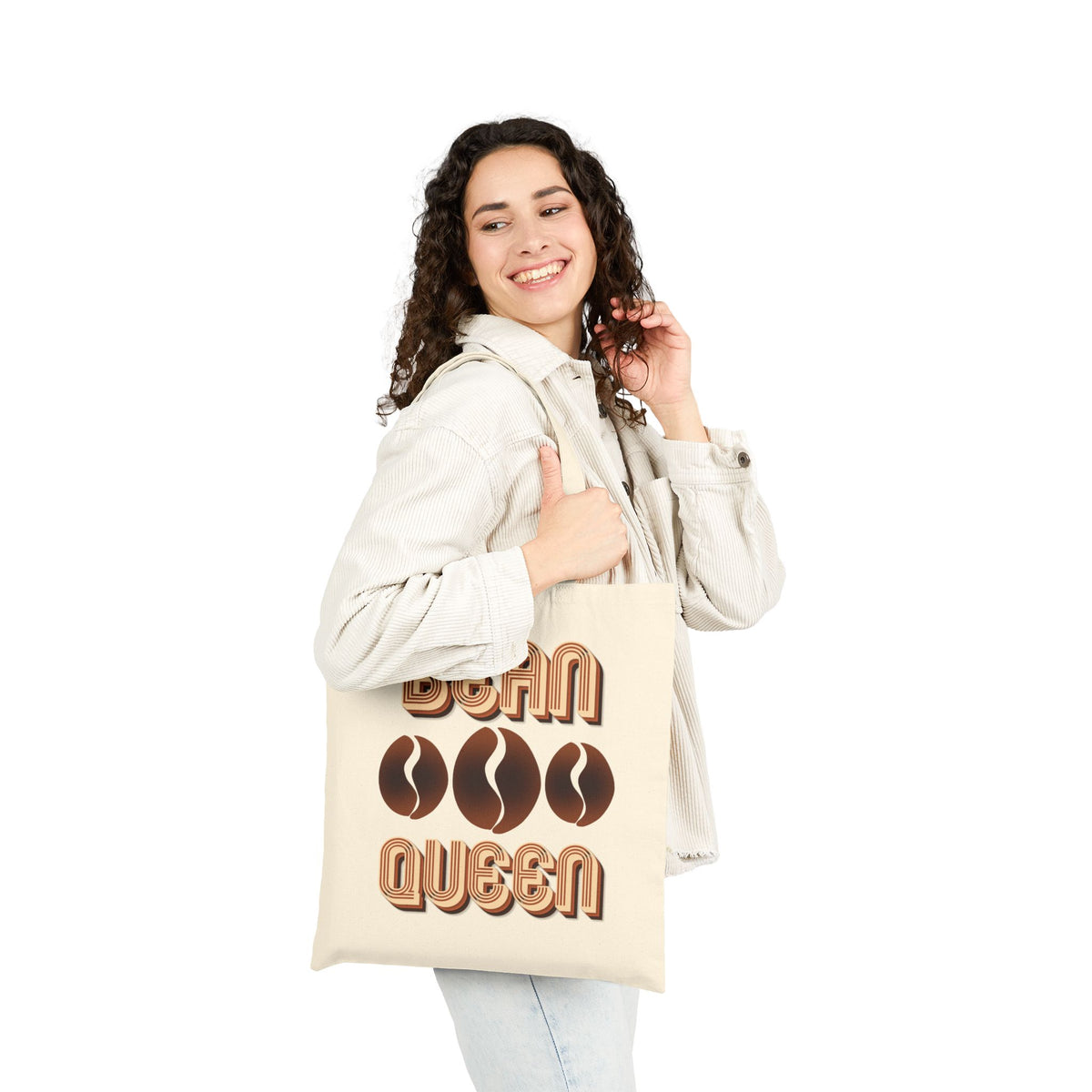 Personalizable Coffee Lover's Tote - Bean Queen Canvas Monogram Tote Bag