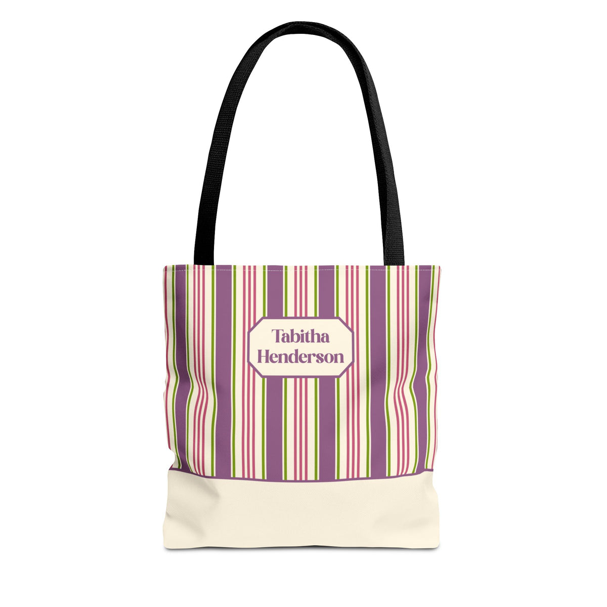 Colorful Striped Tote Bag – Personalizable Purple Pink and Green Tote