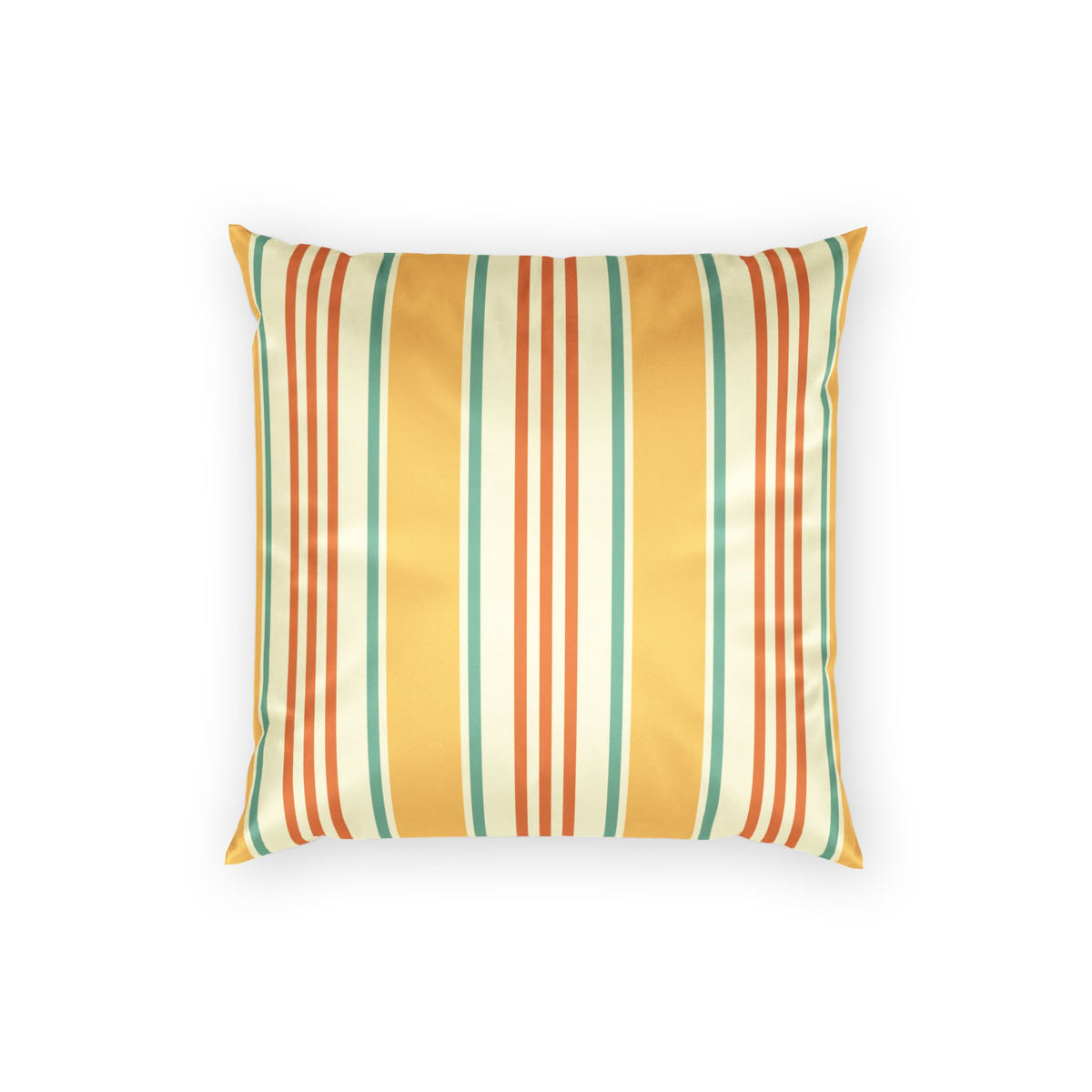 Retro Velvet Pillow - Orange and Mint Ticking Stripe Throw Pillow
