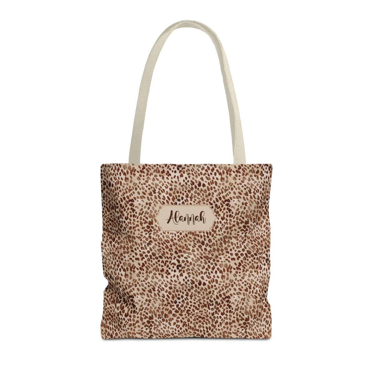 Personalizable Animal Print Tote - Beige Leopard Carryall