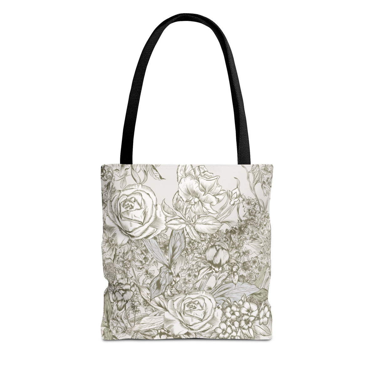 Rose Sketch Tote Bag — Grey Floral Carryall