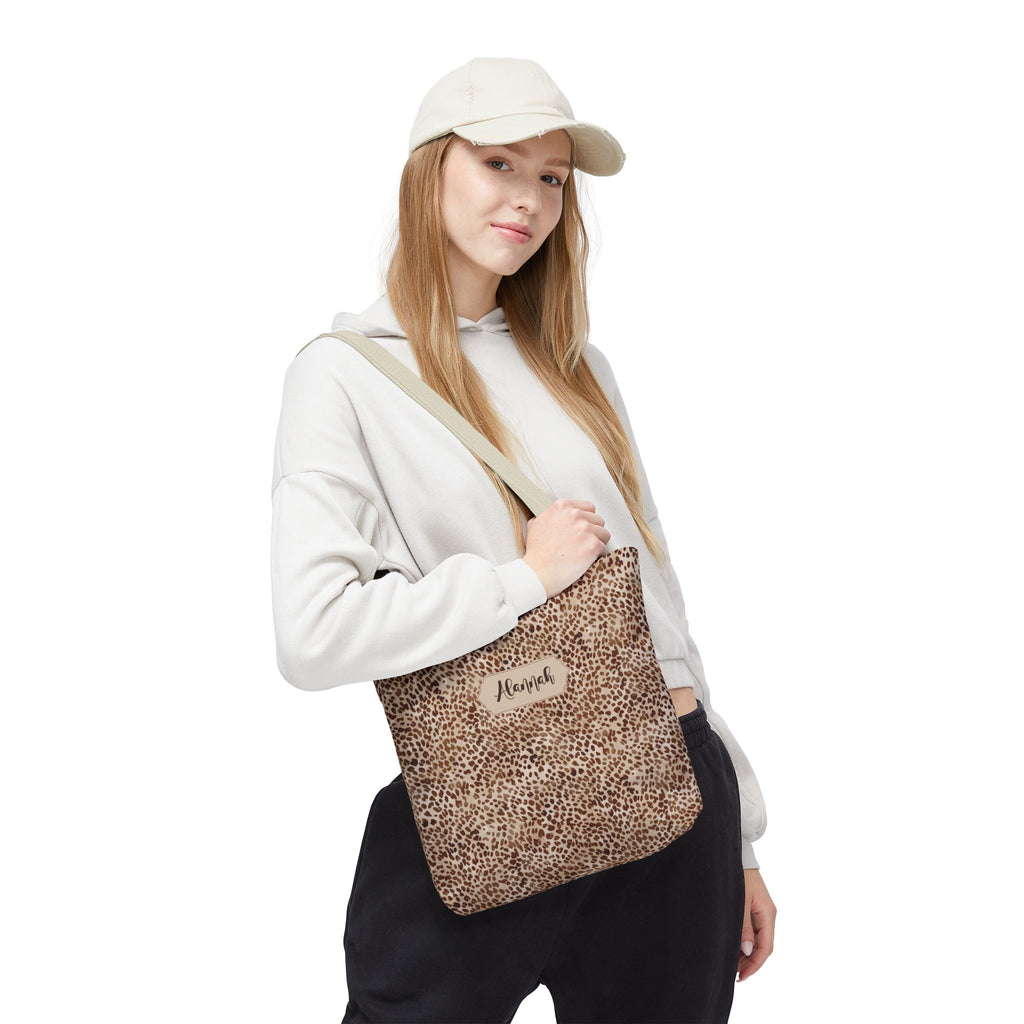 Personalizable Animal Print Tote - Beige Leopard Carryall