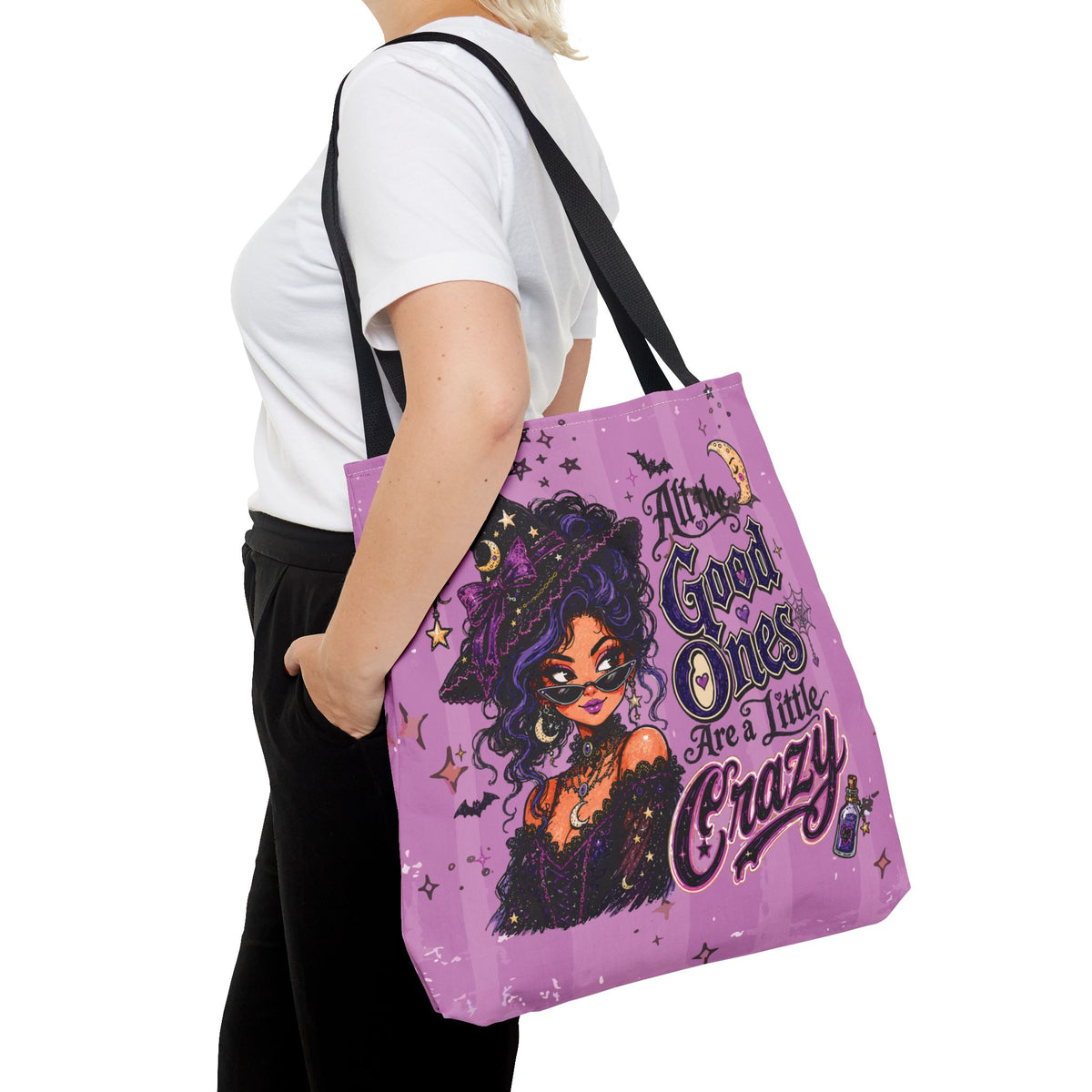 Witchy Purple Tote - “All the Good Ones Are a Little Crazy” Graphic Tote