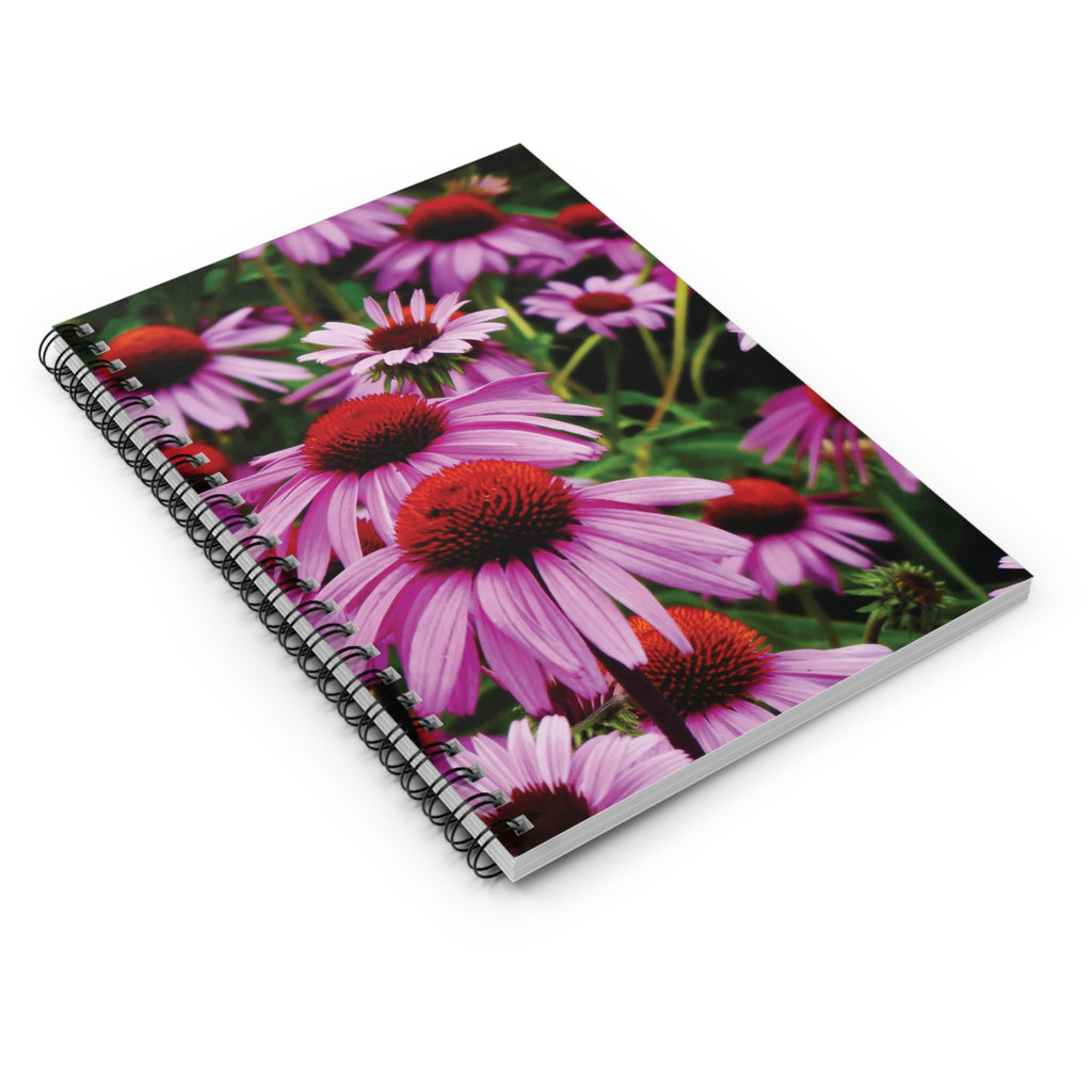 Purple Floral Journal - Vibrant Field of Purple Coneflowers Spiral Notebook
