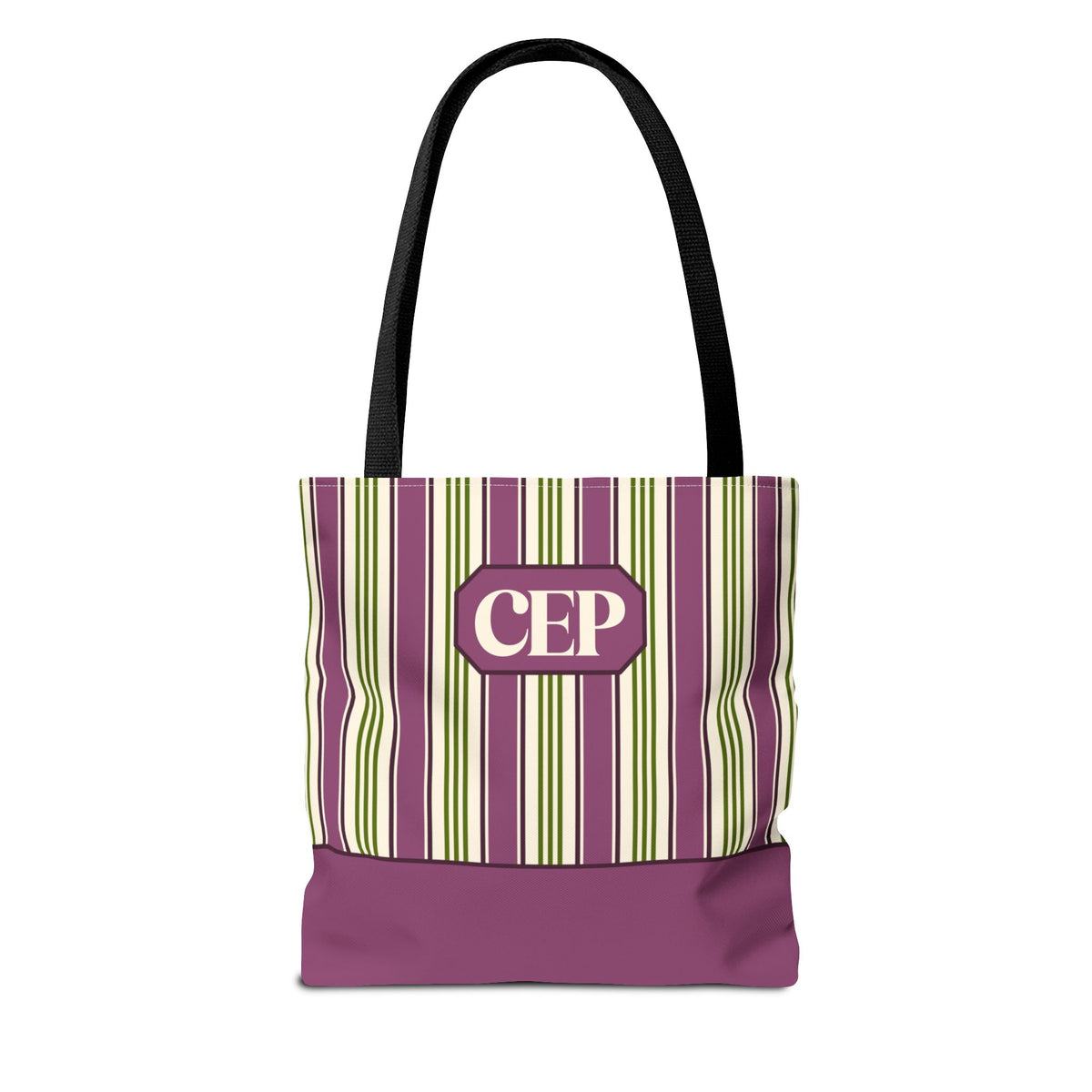 Personalizable Striped Tote Bag - Colorful Green and Purple Stripe Carryall