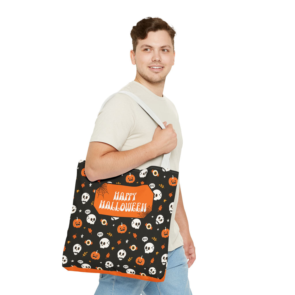 Halloween Pumpkin and Skulls Personalizable Trick-or-Treat Candy Bag