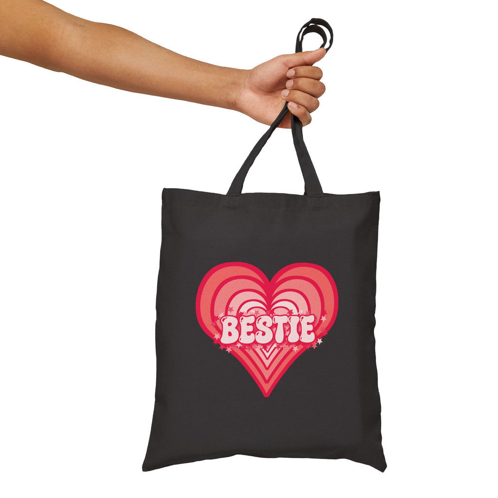 Best Friend Tote Bag - Personalizable Strawberry Milk Pink Bestie Canvas Tote