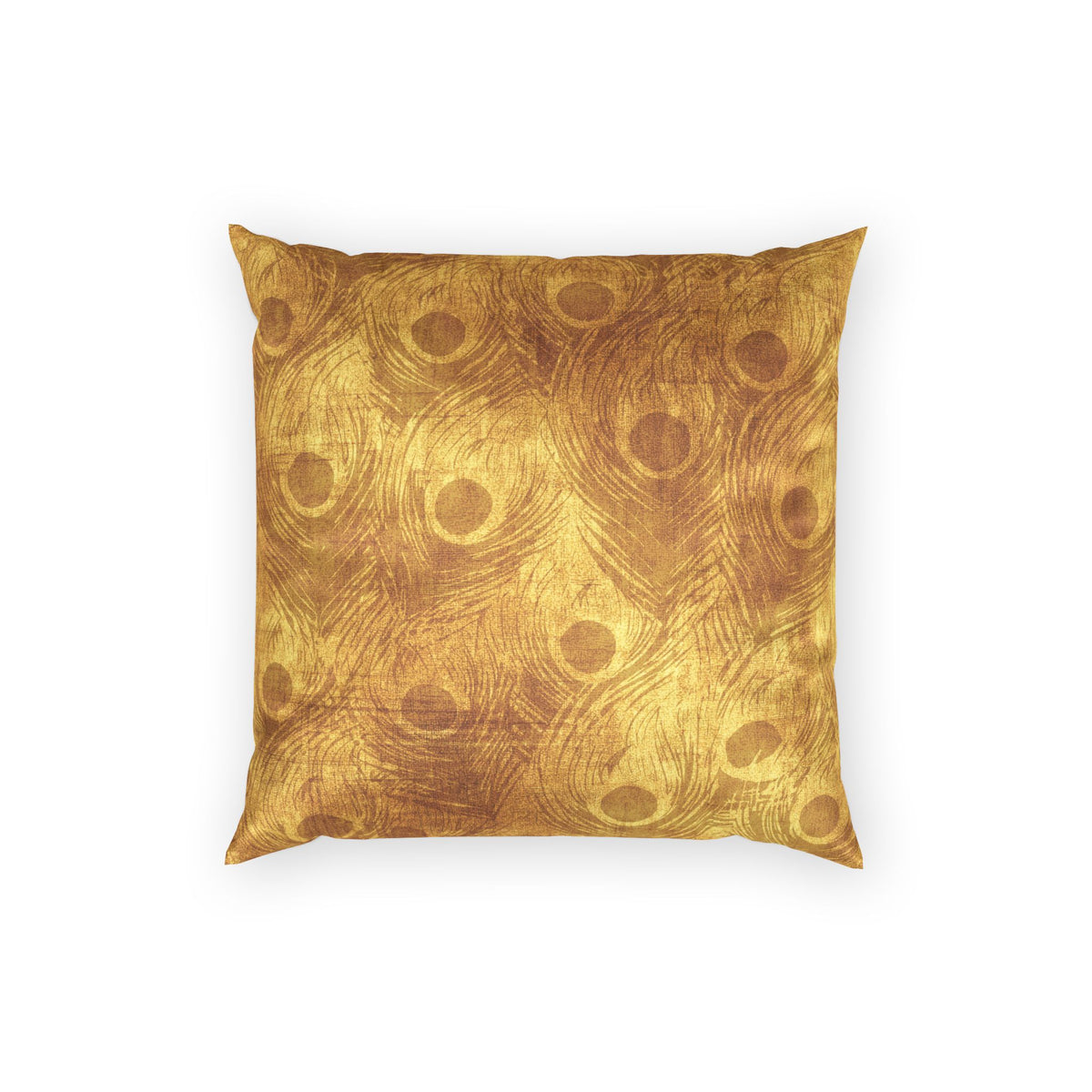 Peacock Accent Pillow - Decorative Gold Feather Velvet Pillow