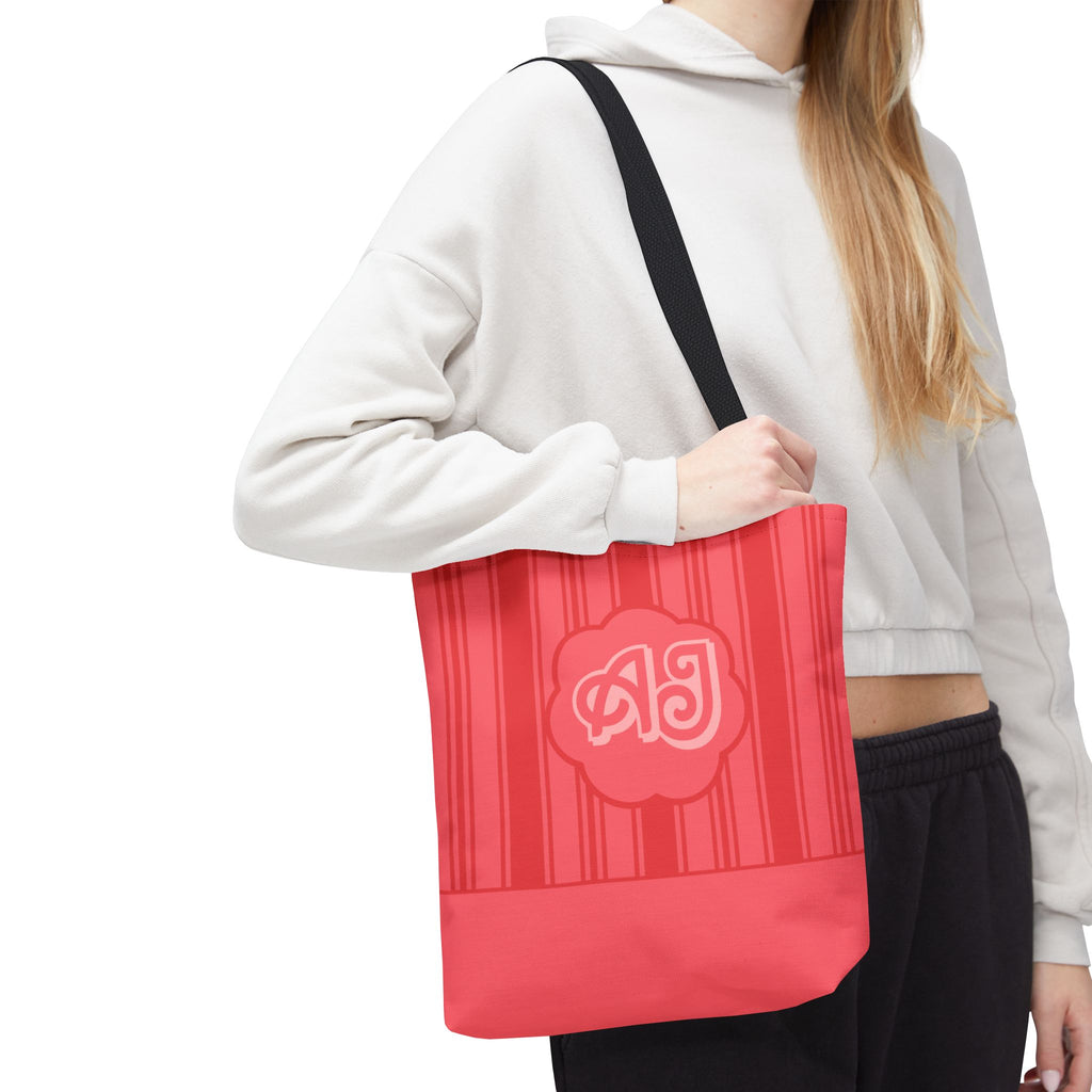 Monogram Pink Striped Tote Bag —Personalizable Market Tote
