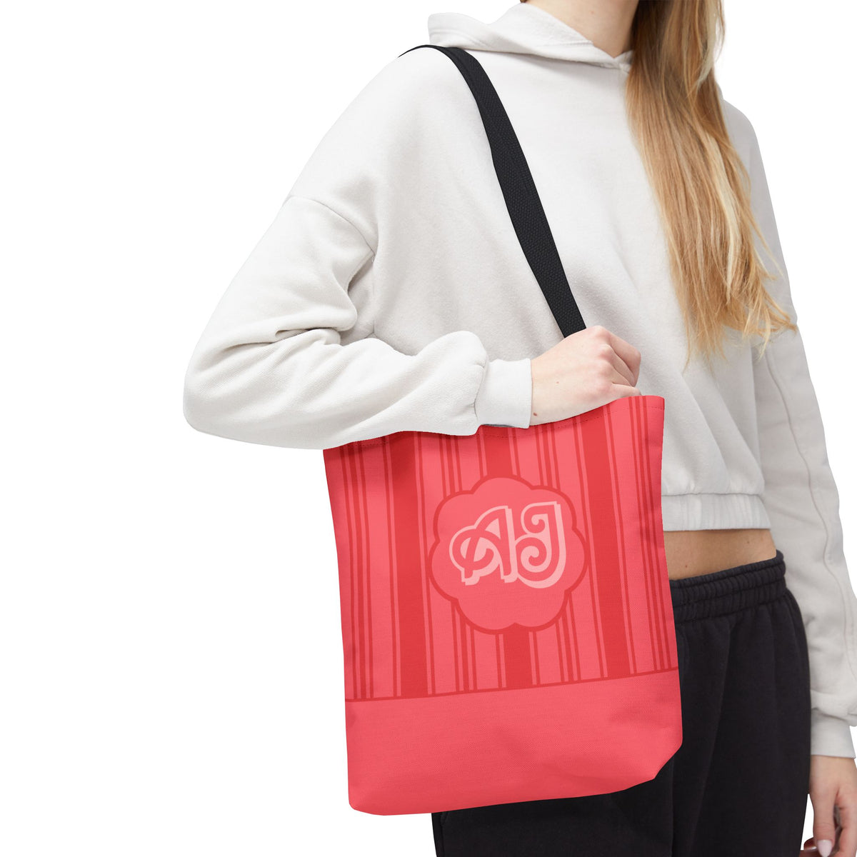 Monogram Pink Striped Tote Bag —Personalizable Market Tote