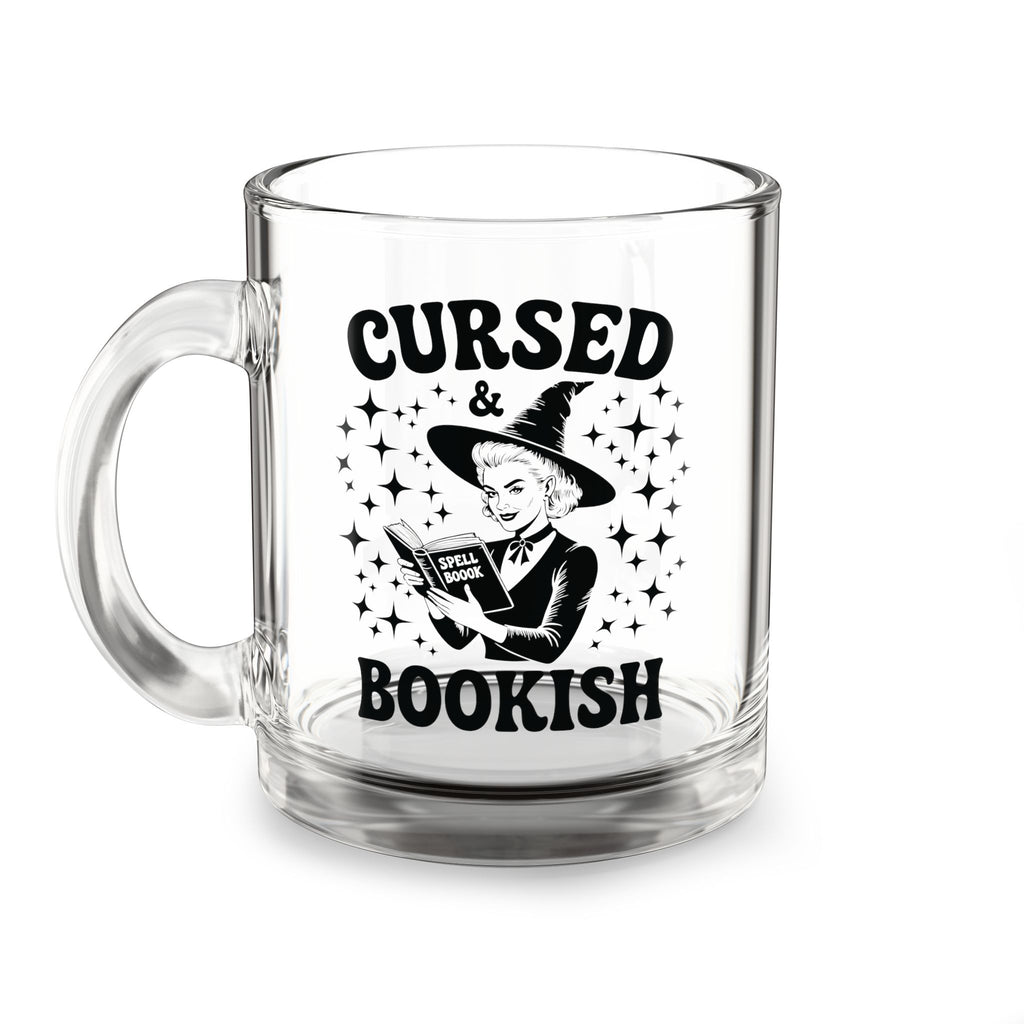 Cursed and Bookish Glass Mug — 10oz Witchy Reading Coffee Cup