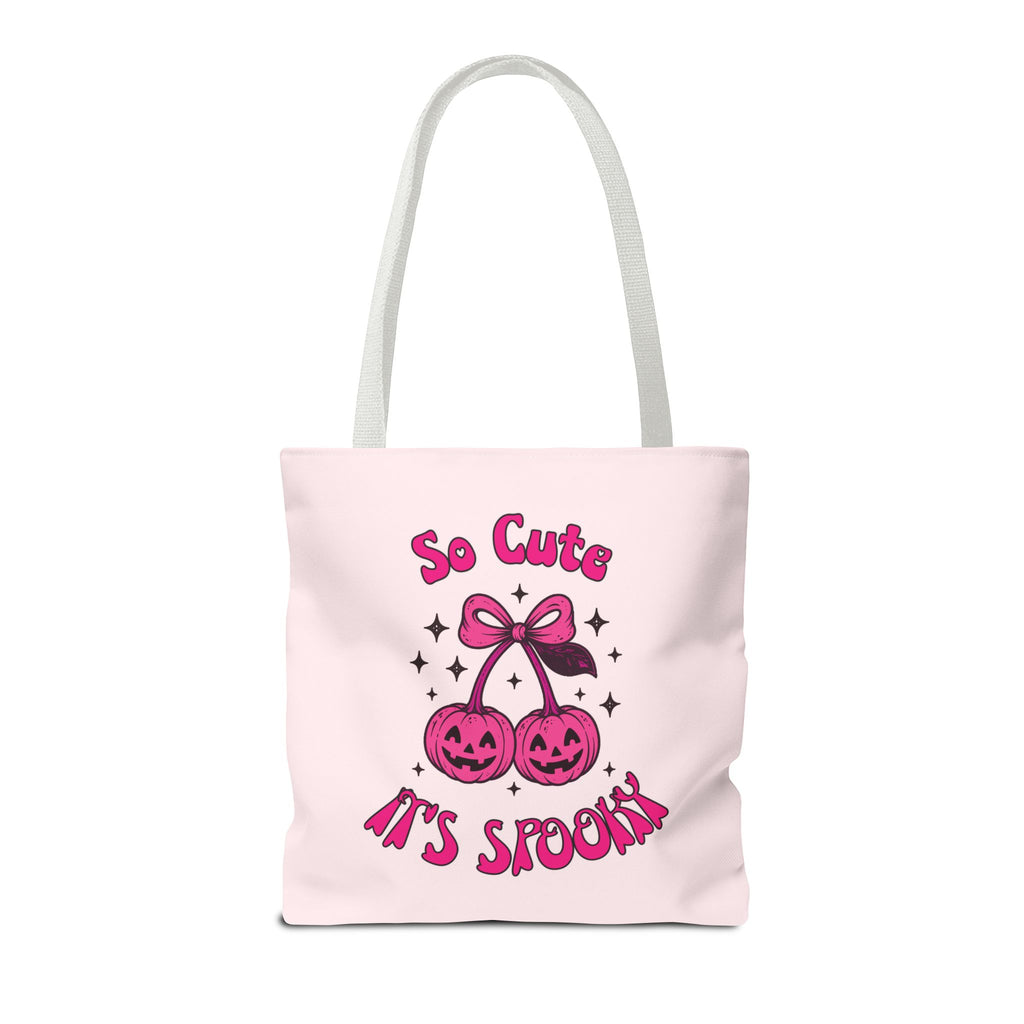 Personalized Halloween Tote - Pink Pumpkin Cherries "So Cute It's Spooky" Trick or Treat Bag