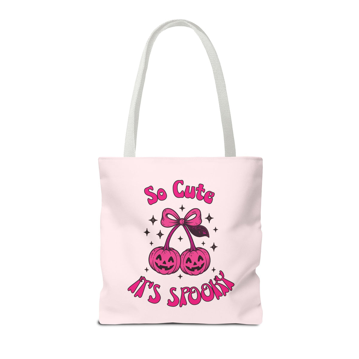 Personalized Halloween Tote - Pink Pumpkin Cherries "So Cute It's Spooky" Trick or Treat Bag